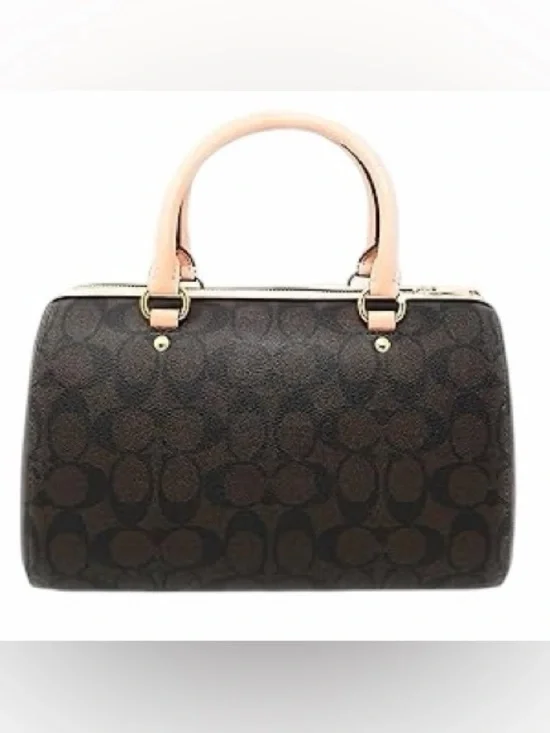 Coach Black Signature Satchel with Tan Trim and Strap - Picture 4 of 4